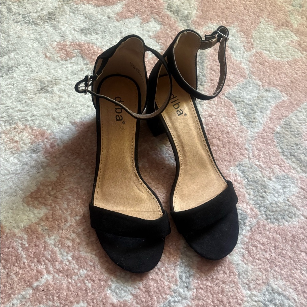Diba Black Ankle Strap Heels